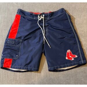 Mens Boston Red Sox Swim Trunks Board Shorts Navy Red‎ Size Large